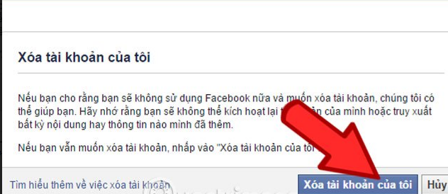 Cách xóa tài khoản Facebook vĩnh viễn trên máy tính