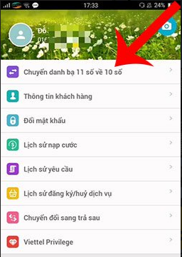 Chuyển thuê bao 11, 12 số về 10 số trong danh bạ điện thoại Android bằng ứng dụng My Viettel