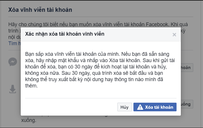 Cách xóa tài khoản Facebook vĩnh viễn trên máy tính