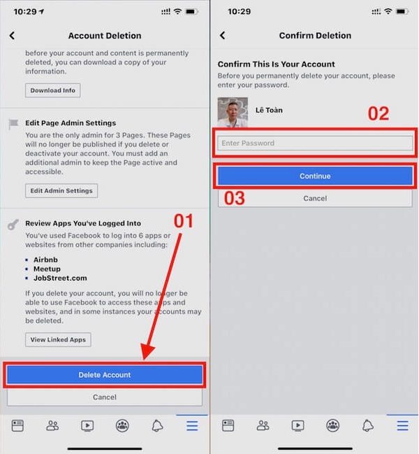 Cách xóa vĩnh viễn tài khoản Facebook trên iPhone