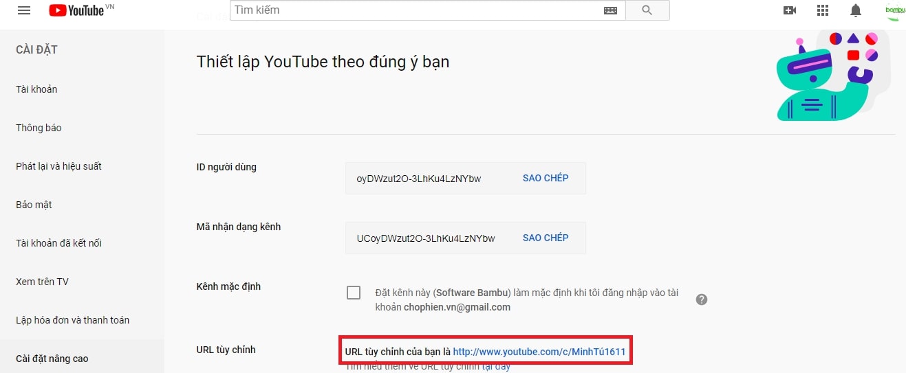  Kiểm tra đường dẫn Url trên kênh Youtube