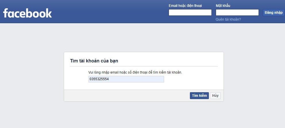 Cách lấy lại mật khẩu Facebook bằng số điện thoại