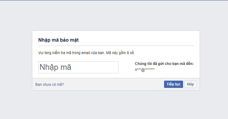 Lấy lại mật khẩu Facebook bằng địa chỉ email