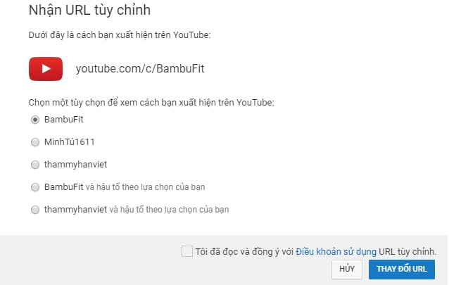 Nhận Url tùy chỉnh mới