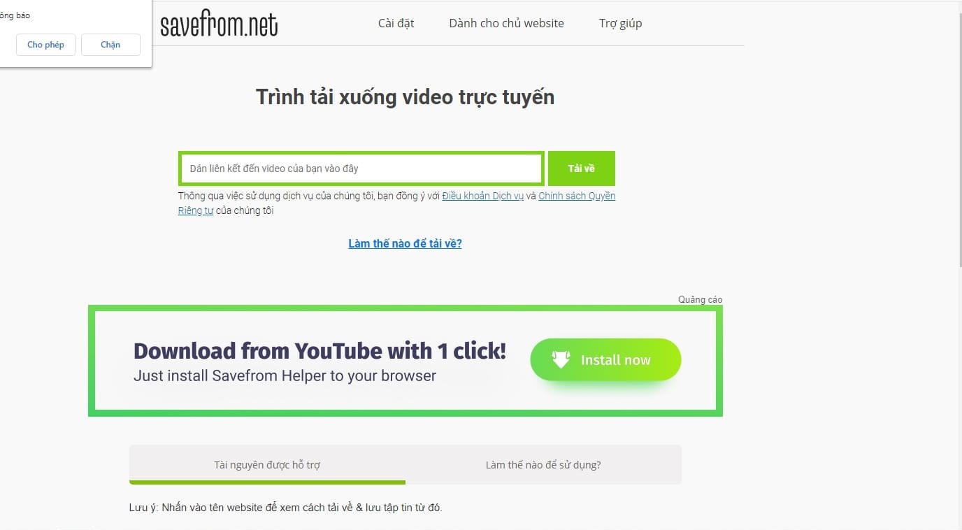 Tải video Facebook bằng savefrom.net