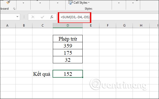 Ví dụ sử dụng hàm SUM