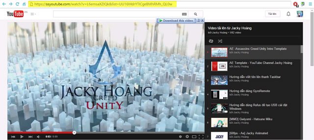 Tải video Youtube bằng Download Video: