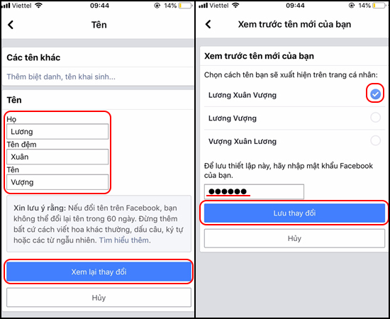 cách đổi tên facebook trên điện thoại