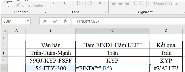 Hướng dẫn sửa lỗi #VALUE! trong hàm FIND