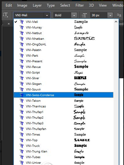 Cài font tiếng Việt VNI cho Photoshop