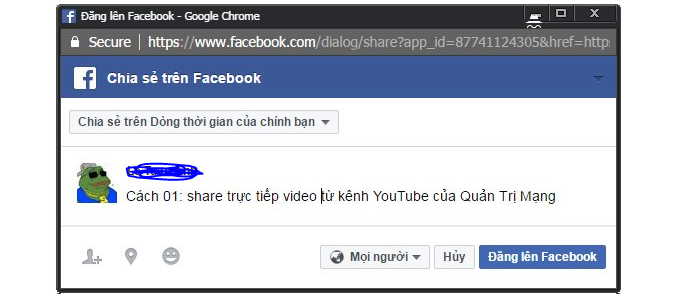 Chia sẻ video Youtube trên Facebook  