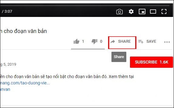 nhấn vào mục Share bên dưới video