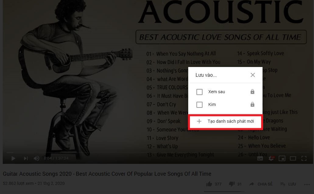 Tạo danh sách phát trên Youtube cho những video yêu thích