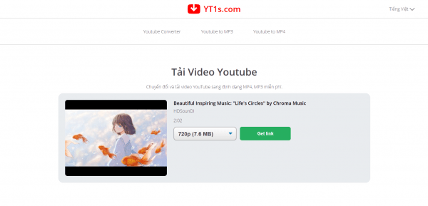 Tải MP3 từ YouTube bằng YT1s.com