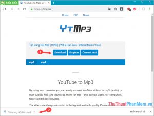 Tách nhạc YouTube bằng ytmp3.cc 