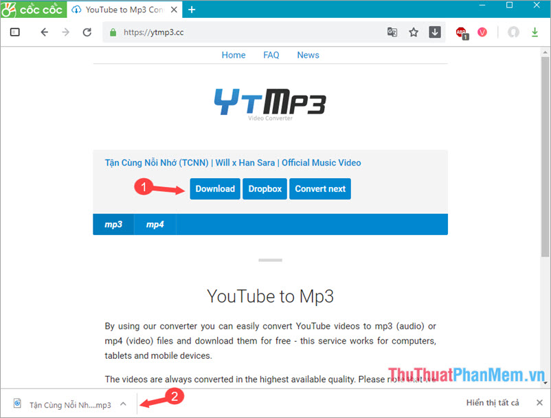 Tách nhạc YouTube bằng ytmp3.cc 