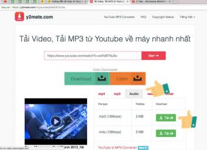 Download MP3 từ video YouTube bằng y2mate