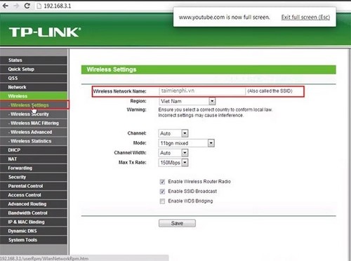 Cách đổi tên Wifi TP-Link