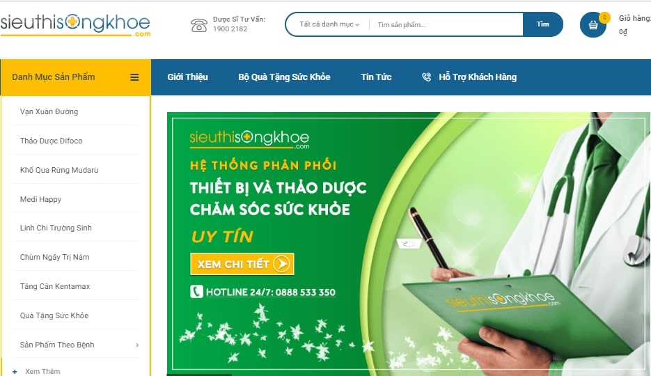 Mẫu thiết kế website thực phẩm chức năng 