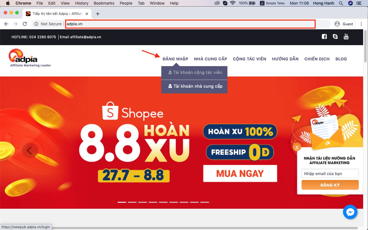 Cách đăng ký Shopee affiliate