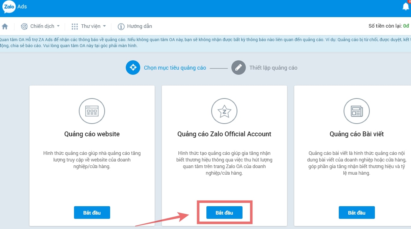 các bước chạy quảng cáo trên zalo