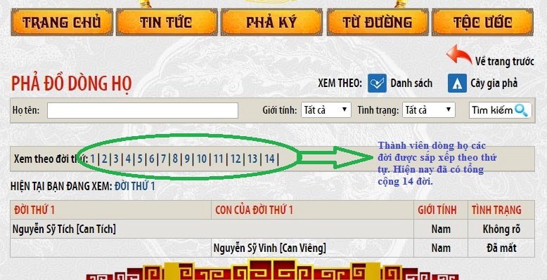 thiết kế website gia phả