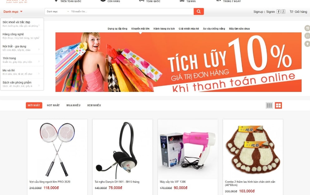 thiết kế website tạp hóa