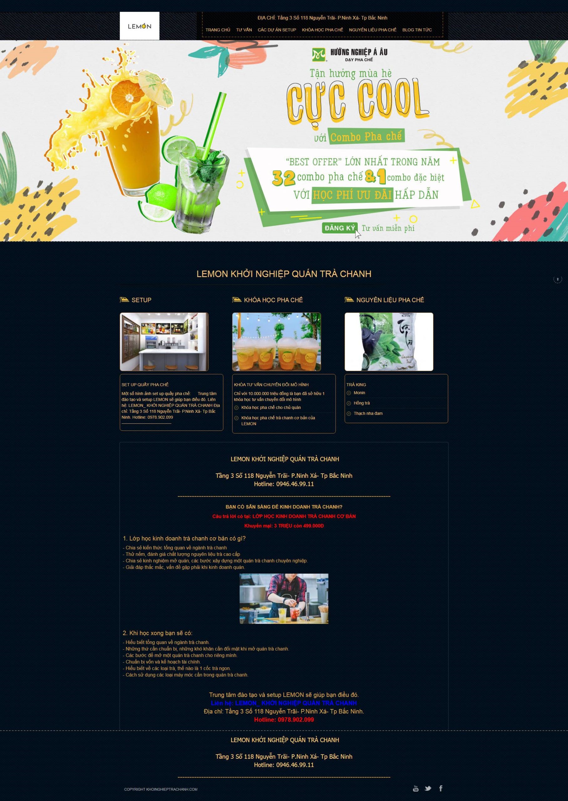 thiết kế website quán trà chanh