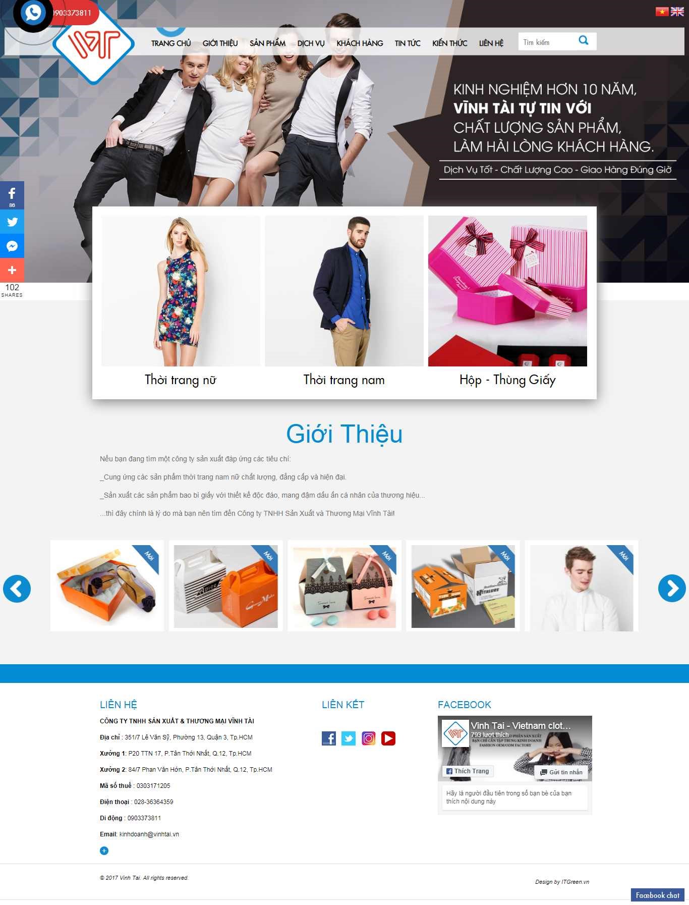 thiết kế website dệt may