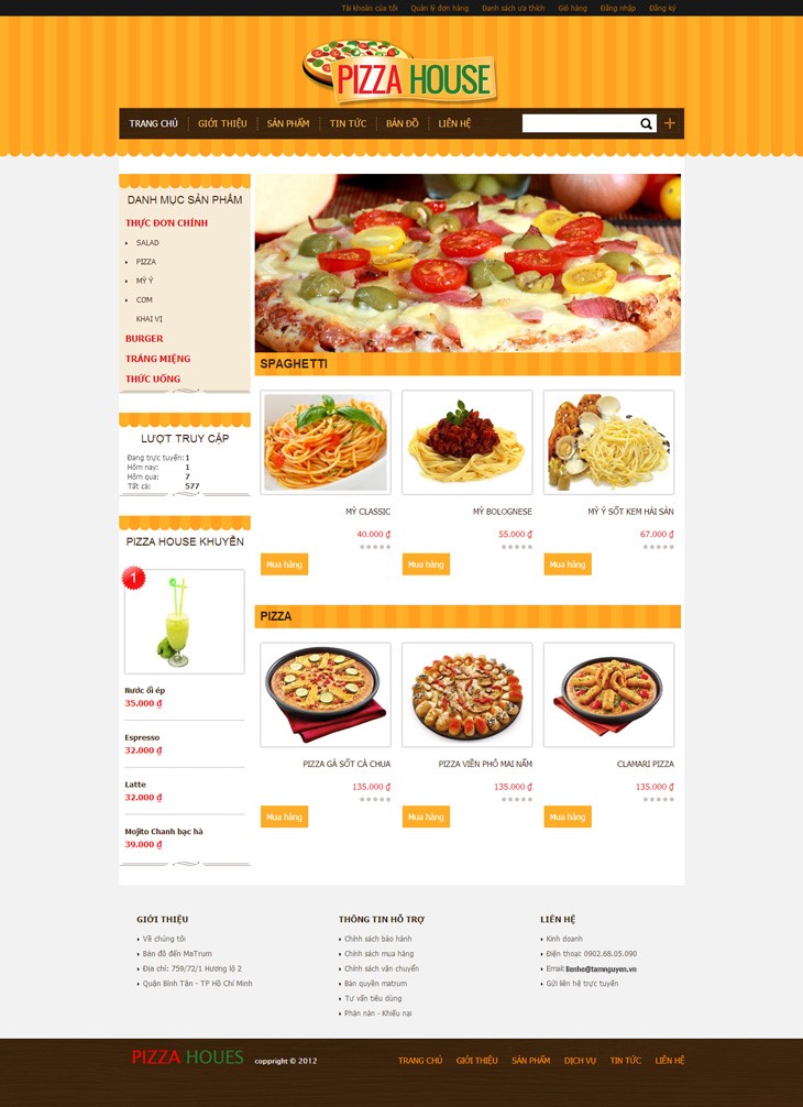 thiết kế website bán pizza