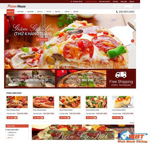 thiết kế website bánh pizza