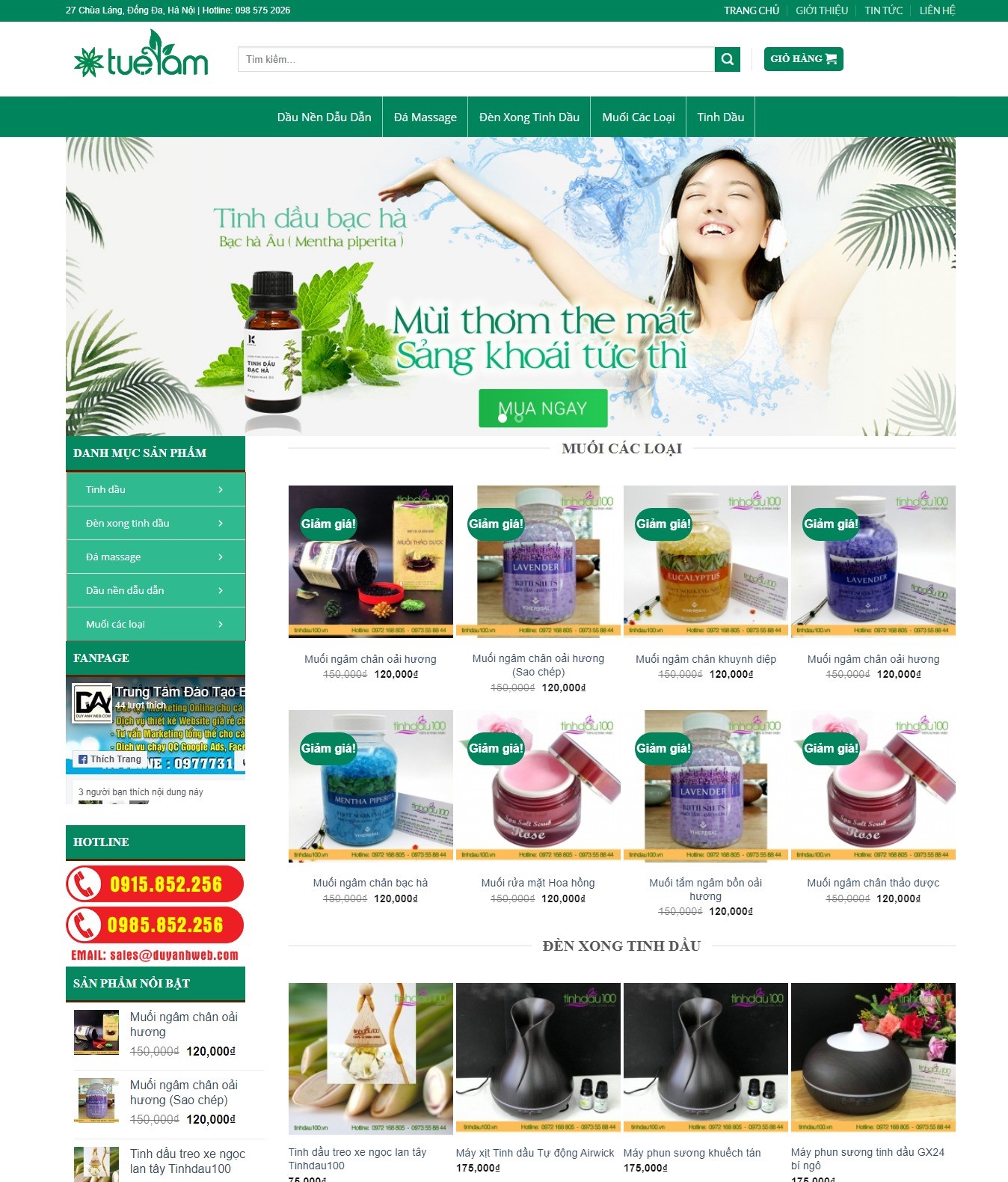 thiết kế website bán tinh dầu