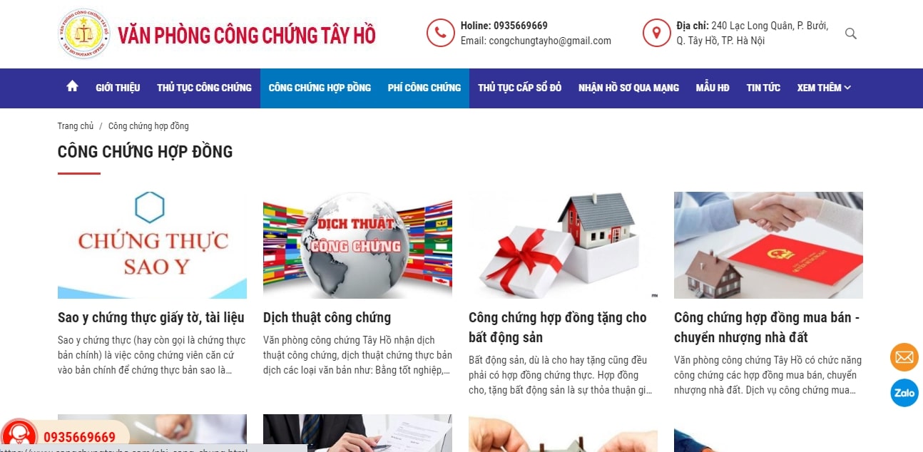 Thiết kế Website công chứng viên