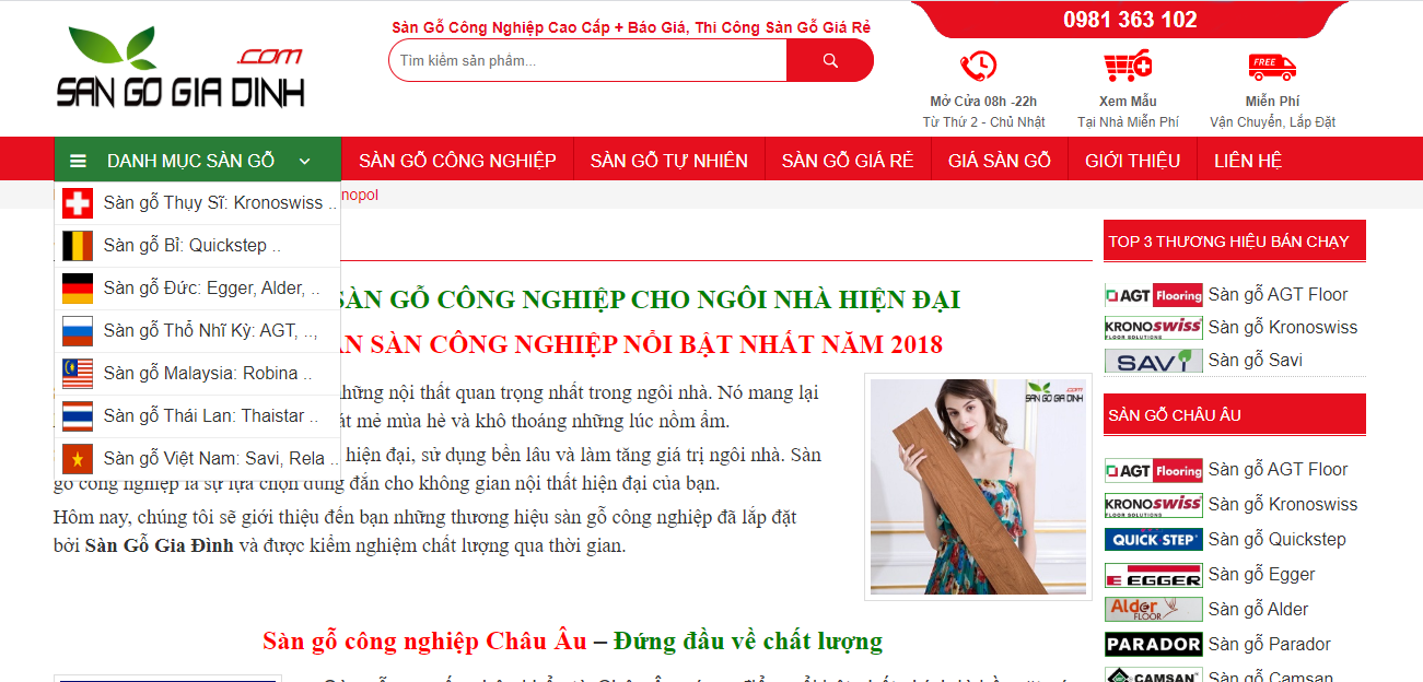 Thiết kế Website sàn gỗ uy tín