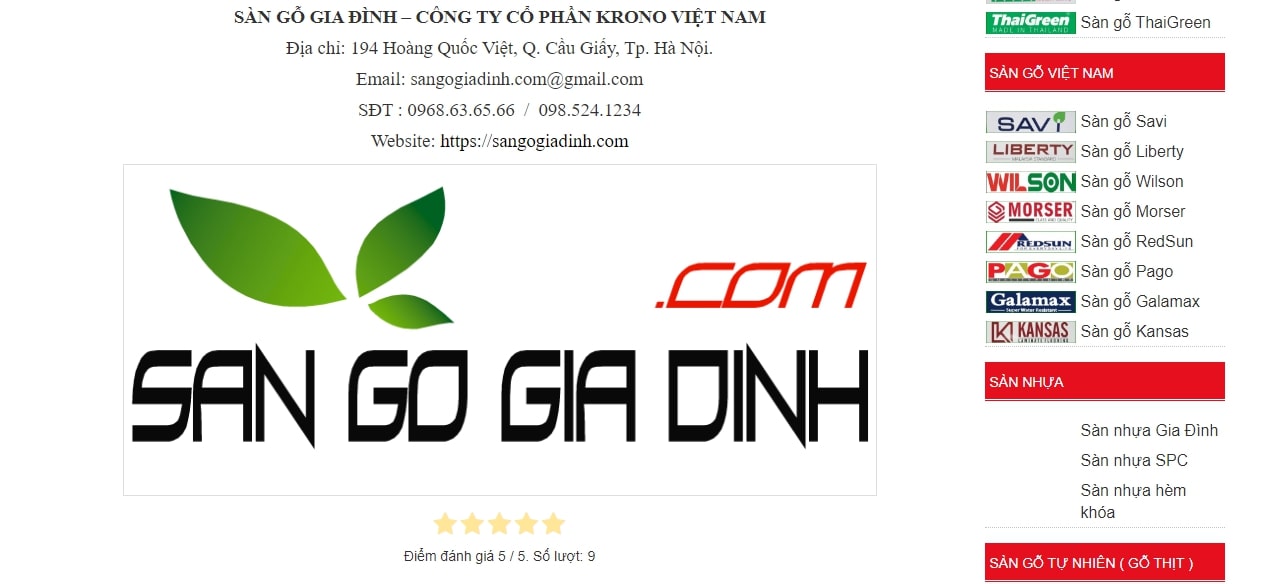 Thiết kế Website sàn gỗ chi tiết