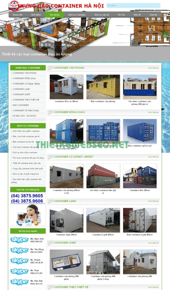 thiết kế website container