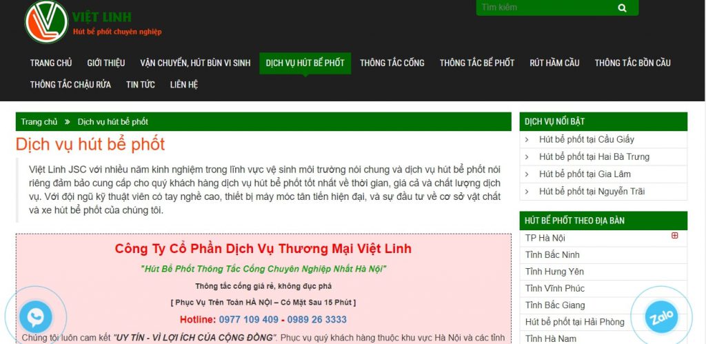 Thiết kế website thông tắc cống