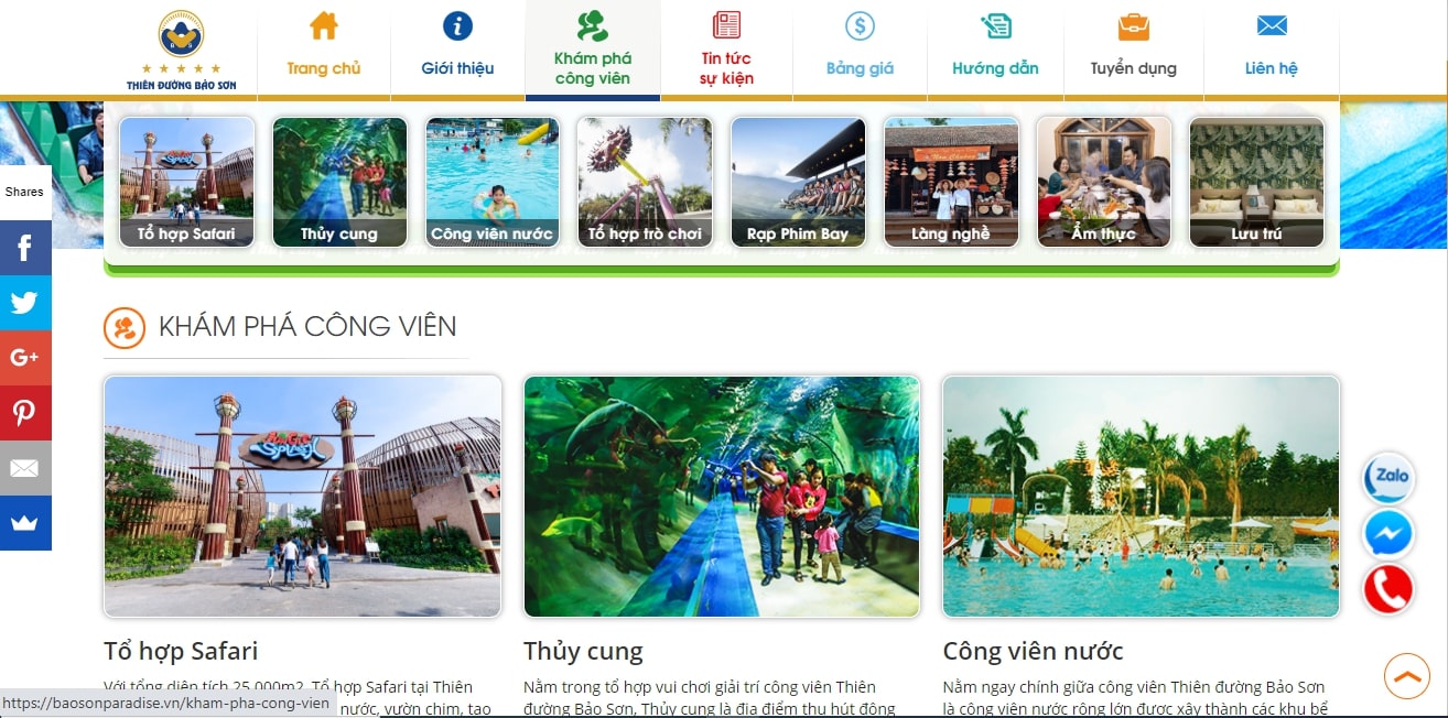 Thiết kế Website khu vui chơi chất lượng