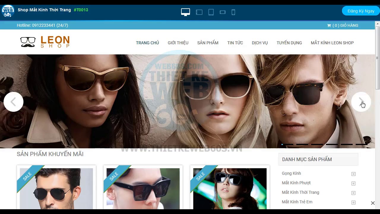 thiết kế website bán mắt kinh chuẩn seo