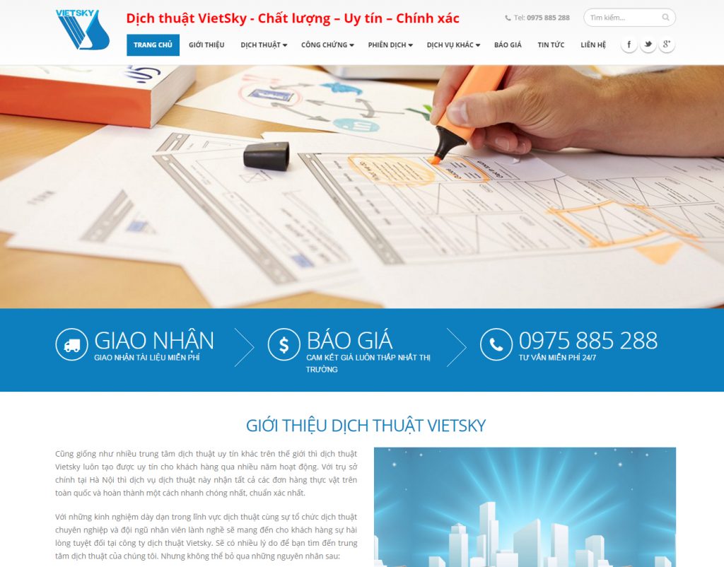 thiết kế website dịch thuật