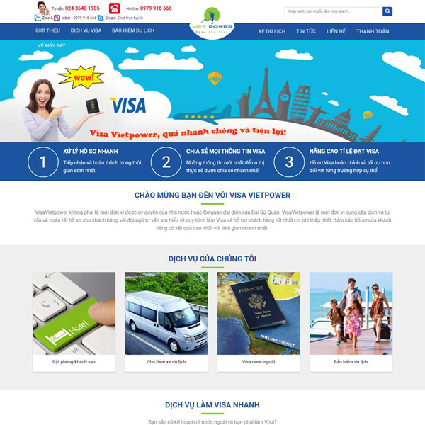 thiết kế website làm visa online