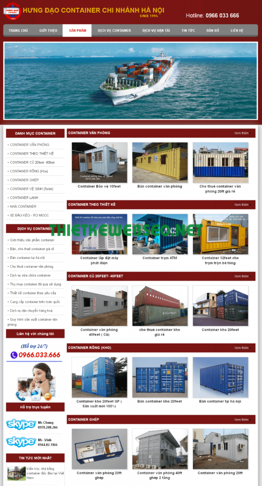 thiết kế website container