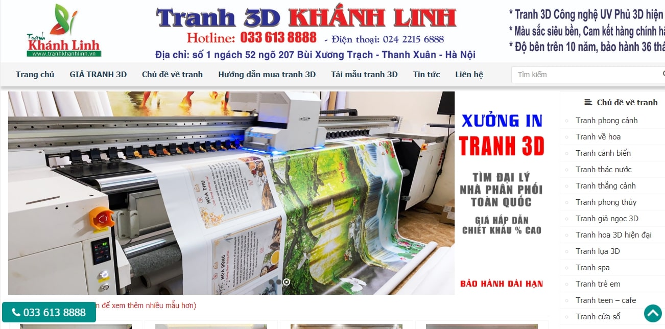 thiết kế trang chủ website tranh 3D