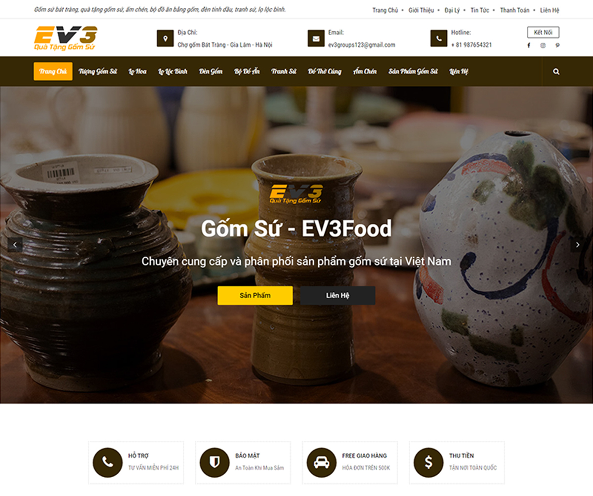 Các tính năng cơ bản khi thiết kế website gốm sứ - mỹ nghệ