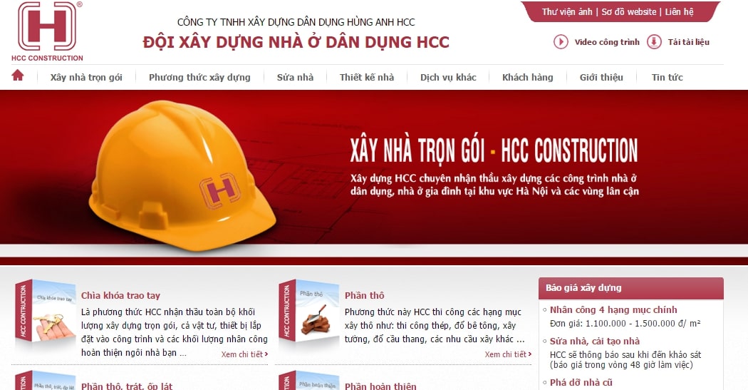 thiết kế web xây dựng