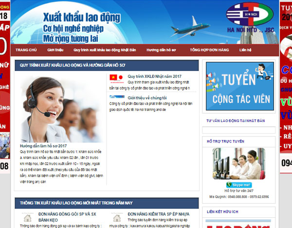 thiết kế website xuất khẩu lao động chuẩn SEO, chuyên nghiệp