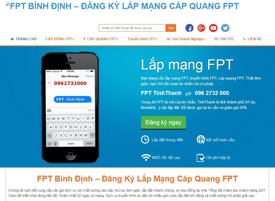 thiết kế website lắp đặt mạng