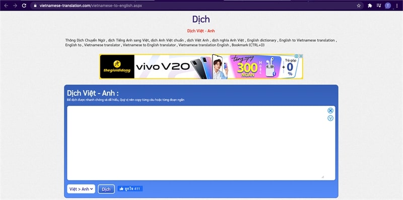 English to Vietnamese translation
