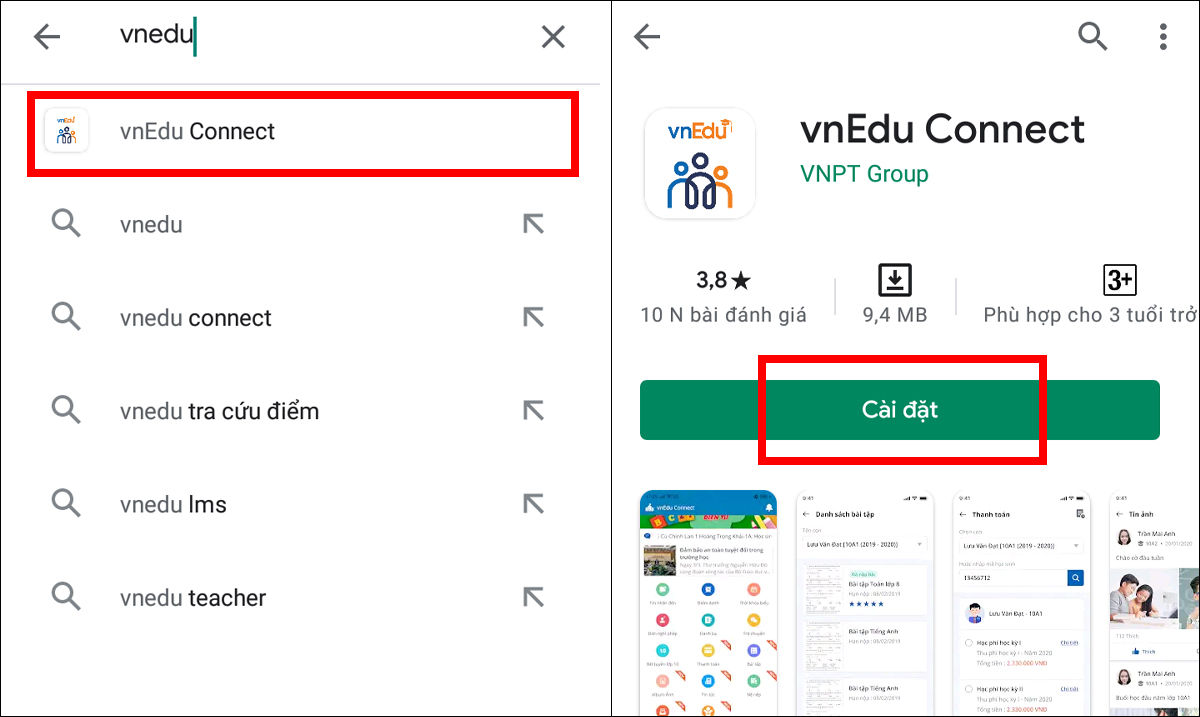 Hướng dẫn tra cứu trên ứng dụng vnEdu Connect