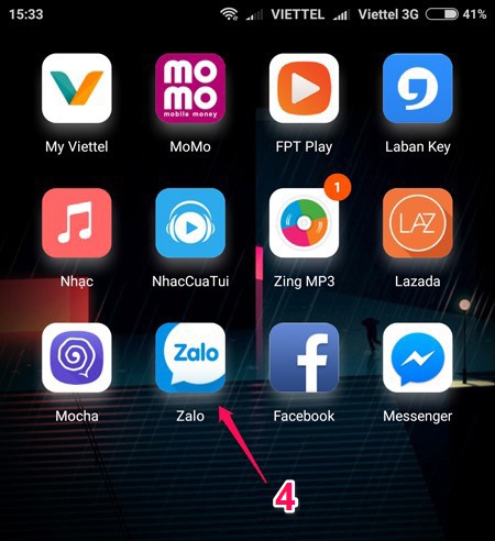 Mở ứng dụng Zalo trên điện thoại